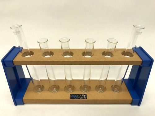 Vintage Philip Harris Laboratory Test Tube Holder Rack Stand + Glass Test Tubes