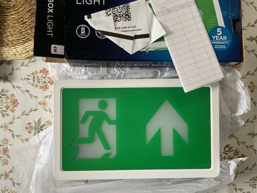 Bright Source 4W LED Emergency Exit Box Sign Light Up Arrow Maintained 243038 — image 3