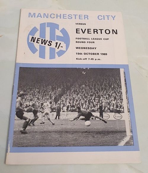 Manchester City V Everton Football League Cup 4th Round 15/10/69 Programme VGC