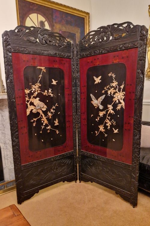 Antique Oriental Screen Room Divider. — image 5