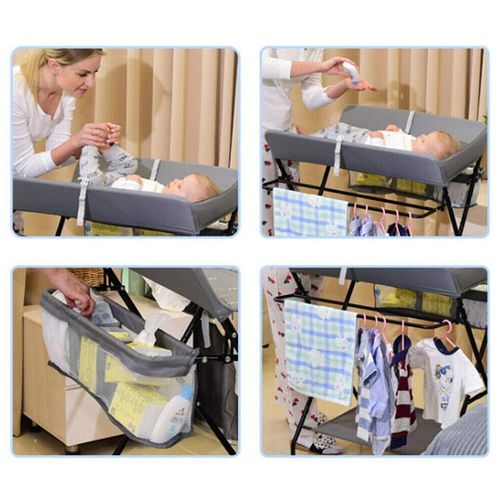 Baby Changer Table Folding Nursery Changing Station Unit with Storage Organizer — image 6