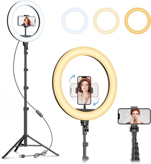14 Inch LED Selfie Ring Light with Tripod Stand Phone Holder Dimmable USB Live