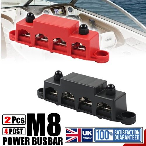 2pcs Bus Bar 12V 250A Power Distribution Block M8 Studs Marine Bus Bar 12 Volt