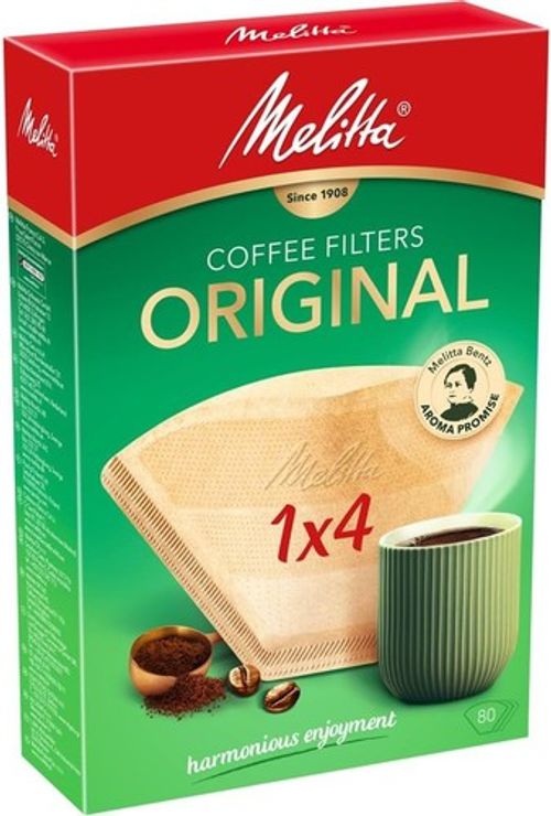 Melitta 6658076 Pack Original Size 1x4, 80, Filter Coffee Makers, Brown, Paper
