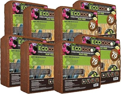 70L 5kg Coco Coir Brick Block Peat Free Organic Coconut Fibre Compost 1/4/8/12