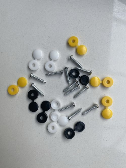 12 x NUMBER PLATE CAR FIXING FITTING KIT SCREWS & CAPS HINGED BLACK YELLOW WHITE — image 5