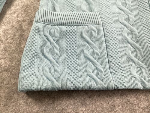 Vintage Butte Knit Cardigan UK 14 Blue Cable Knit 60s 70s Retro Pockets — image 6