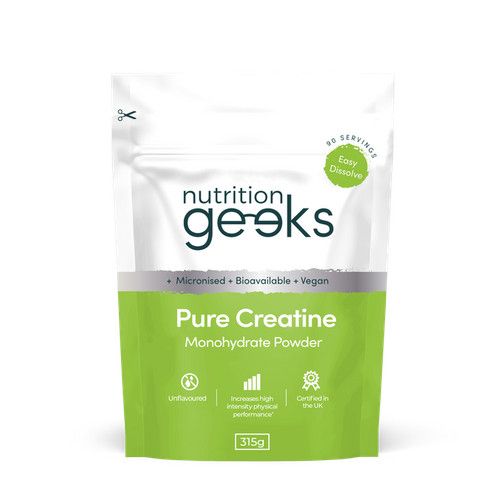 Nutrition Geeks Pure Creatine Monohydrate Powder - Easy to Mix - Micronised 315g