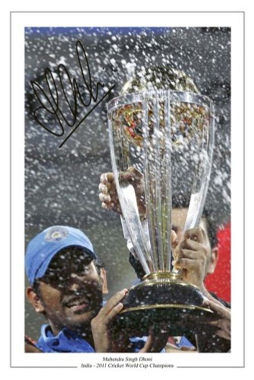 MS DHONI INDIA CRICKET WORLD CUP 11 SIGNED PHOTO PRINT 