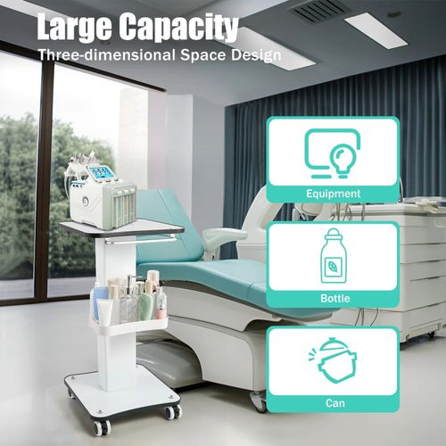Beauty Salon Stand Rolling Cart SPA Beauty Machine Holder Trolley 3 Tier — image 4