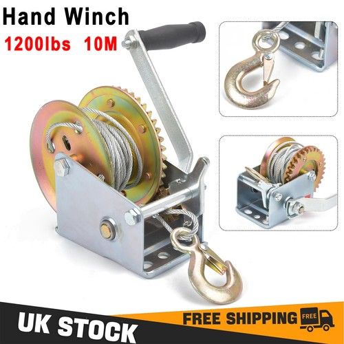 Heavy Duty 1200Lbs Hand Trailer 10M Steel Cable Winch Boat Trailer Auto Marine