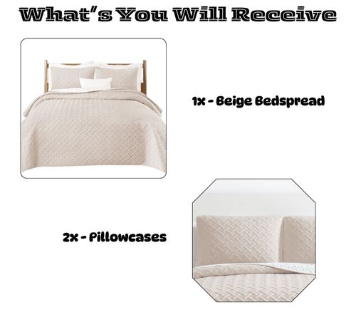 3 Pcs Quilted Reversible Bedspread Bed Throw Single Double King Size Bedding Set — image 9