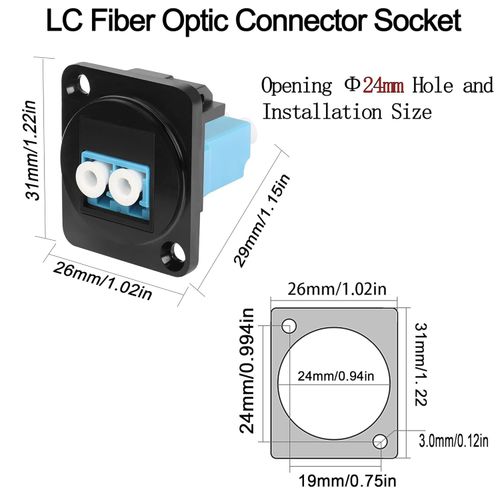 LC Fibre Optic Panel Mount Adapter Socket for Network Cabling — image 7