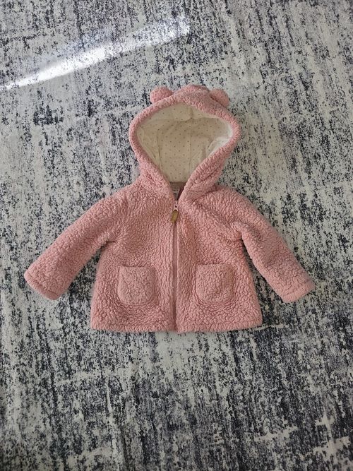 12 Months Carters Pink Polyester And Cotton  Teddy Bear Eared Jacket — image 1