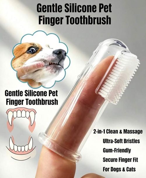 pet finger toothbrush silicon dog cat dental care soft bristles — image 1