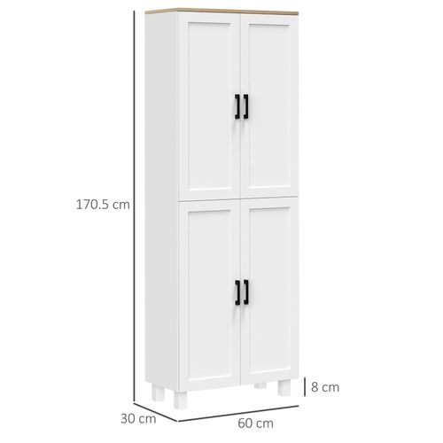 HOMCOM Modern Kitchen Cupboard Storage Cabinet with 6 Shelves, White — image 3