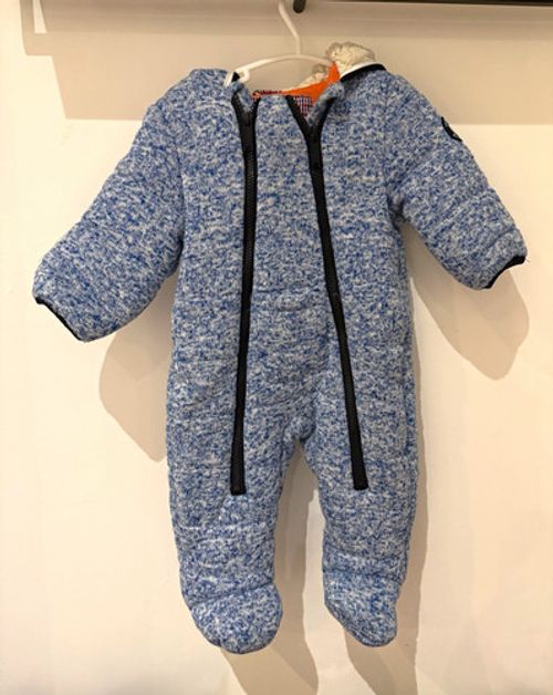 Ben Sherman The Original Blue Marled Knit Hooded Lined Zip Snowsuit 6-9M