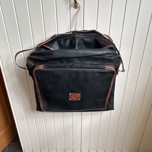 Vintage Leather Garment Bag Suit Carrier Black/Brown — image 10