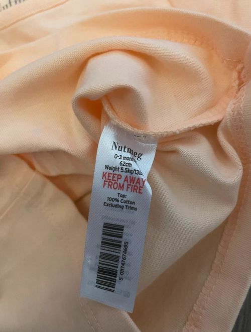 Nutmeg Girls T-Shirt Bundle 0-3 Months Cotton Ruffle Snap Pink Peach White — image 2