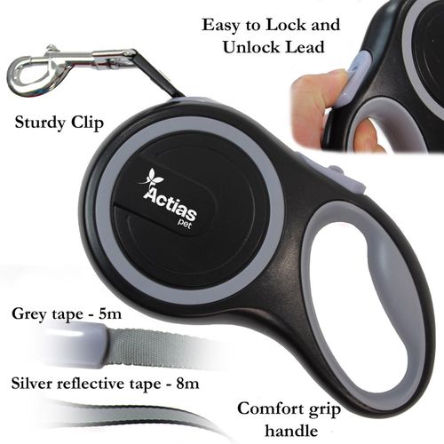 Retractable Dog Lead Training Pet Leash 5m or 8m Max 50kgs Extendable Soft Grip — image 2