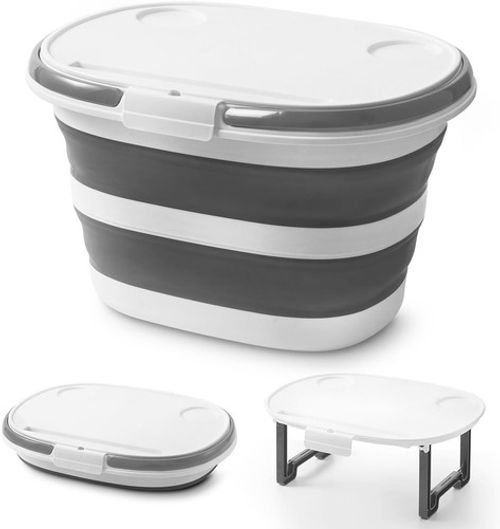 Lesipee Foldable Bucket16L, with Multi-Function Lid, 4-in-1 Collapsible Silicone