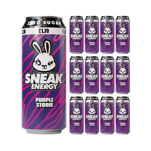Sneak Energy Drink 12 Pack (12 x 500ml) Can | Zero Sugar with Natural Caffeine