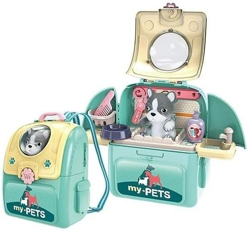 Kids My Pets Care Playset Toy Carry Case Pretend Pet Grooming Vet Role Play Set — image 2