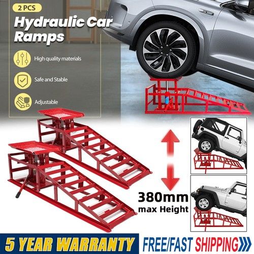 2x Heavy Duty Car Ramp Lift Height Adjustable 2+2Ton 4 Ton Hydraulic Jack Garage