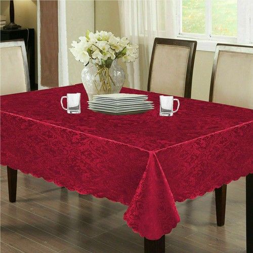 Damask Jacquard Table Cloth Cover Rectangle & Round Napkin Table Runner Floral 