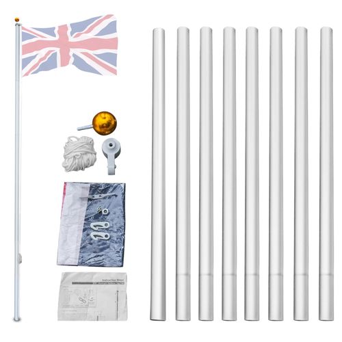 7.5M/25FT Sectional Flag Pole Kit Aluminum Telescopic Flagpole Yard & Commercial — image 6