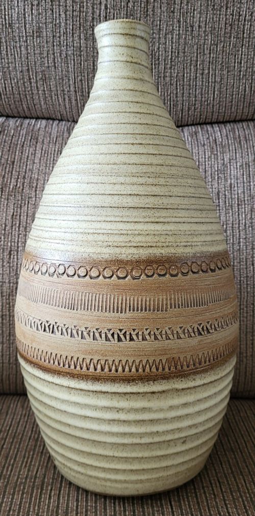 Large Cornish Mark Parish KP Studio Pottery MCM Ribbed Ceramic 40cm Lamp Base  — image 5