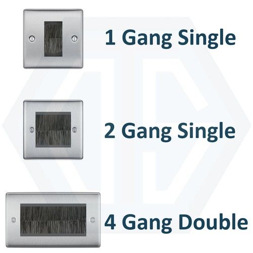 BG Nexus Single & Double Gang Brush Stripe Cable Entry Wall Face Plate TV Outlet