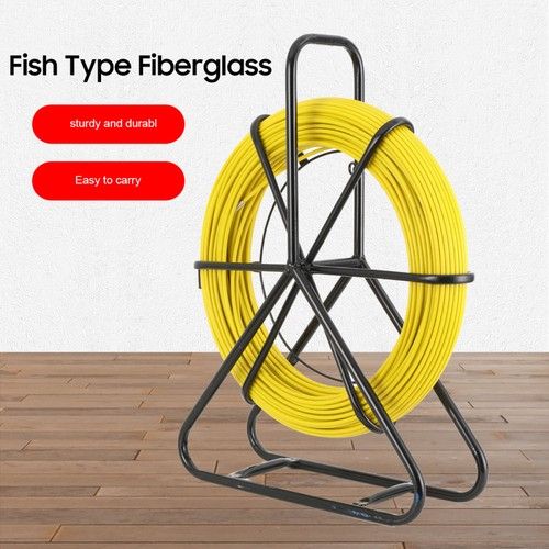 100m/328ft Fish Tape Puller Fiberglass 1/4'' Reel Wire Cable Running Duct Rodder