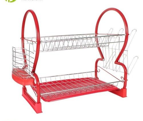 2 Tier Dish Drainer Rack With Drip Tray Kitchen Drying Rack Bowl Plate Holder