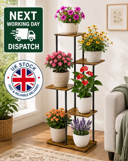 5 Tier Indoor Plant Stand Tall Corner Plant Shelf Metal Flower Pot Holder