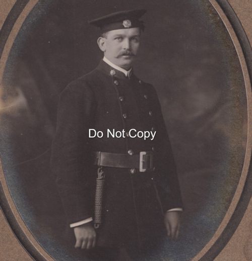 Antique Edwardian Fireman Fire Brigade Mounted Photo Speight Nuneaton Studio
