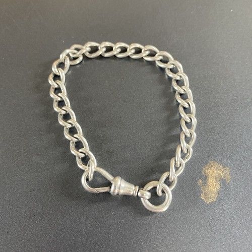 Antique Sterling Silver Bracelet Albert Watch Chain 925 Chunky Stamped Charm