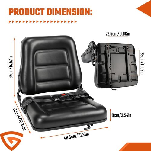 Universal Forklift Seat with Foldable Seatback Security Lock GEARZAAR Brand — image 10