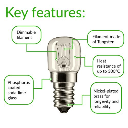 2 Pack Oven Bulbs Lamp Light Screw 15W 220-240V SES E14 300°c Bulb Cooker — image 7