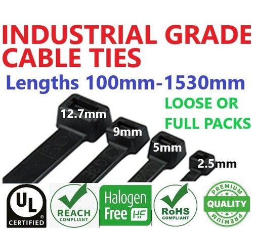 CABLE TIES ZIP TIES Industrial Quality Black Nylon CHOICE OF SIZE AND QUANTITY