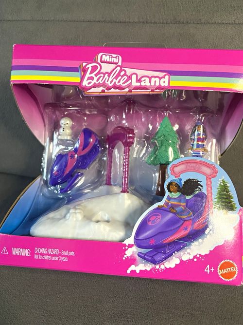 Mattel Barbie Mini BarbieLand Snowmobile Vehicle Playset Tree Accessory JFY49 — image 1