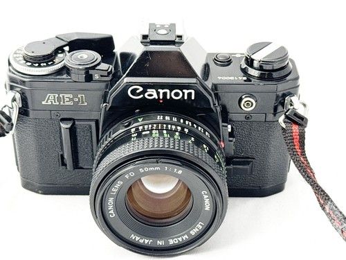 Canon AE-1 Film Camera & FD 50mm F1.8 Lens, Working, New Seals, Excellent BLACK!
