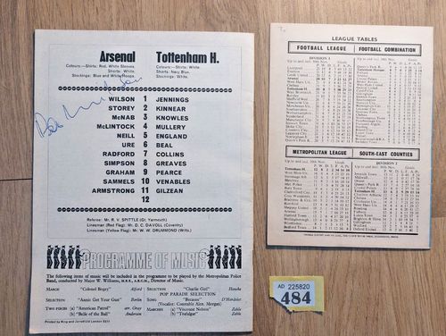 League Cup S/Final 1968 Programmes. Spurs v Arsenal. Signed by Bob Wilson.(Y484) — image 2