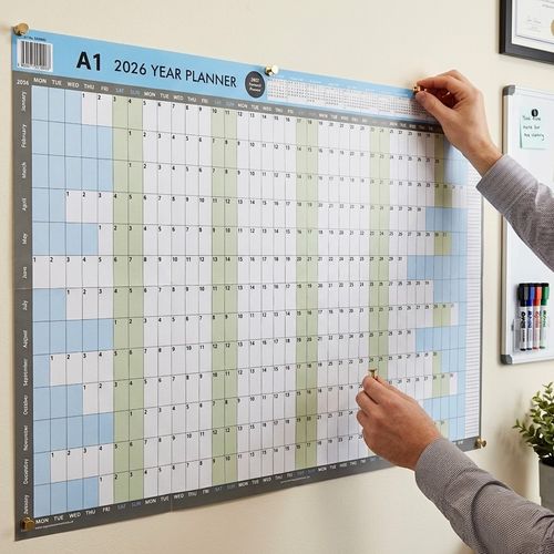2026 Wall Planner A1 /A2 Full Year Calendar Home Office Work Planner JAN - DEC — image 1