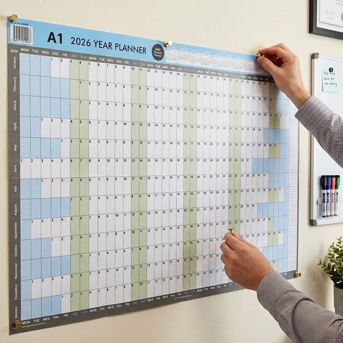 2026 Wall Planner A1 /A2 Full Year Calendar Home Office Work Planner JAN - DEC