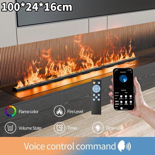 Water Vapor Fireplace w/ Remote Home Electric Fireplace Built-in LED 168 Colors