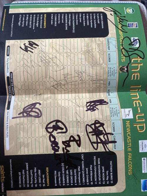 Northampton Saints TEAM SIGNED 2005 Programme v Newcastle (20+ Autographs) w COA — image 2