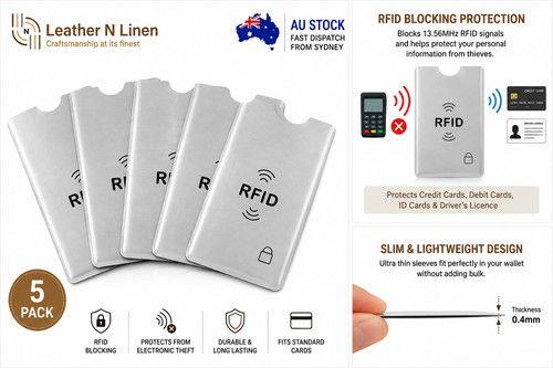 5 Pack RFID Blocking Sleeves Credit Card ID Protector Anti Scan Holders AU Stock