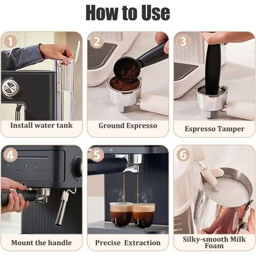 20 Bar Espresso Machine Milk Frother 1350W Coffee Maker Latte 1.8L Ground Coffee — image 8