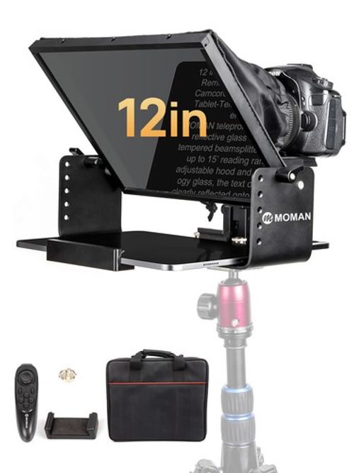 Moman MT12 Teleprompter 12in Metal Prompter Kit for DSLR Camera Camcorder 